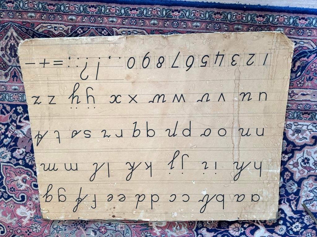 Oude Schoolplaat cijfers en letters, Antiek en Kunst, Antiek | Schoolplaten, Ophalen, Overige thema's