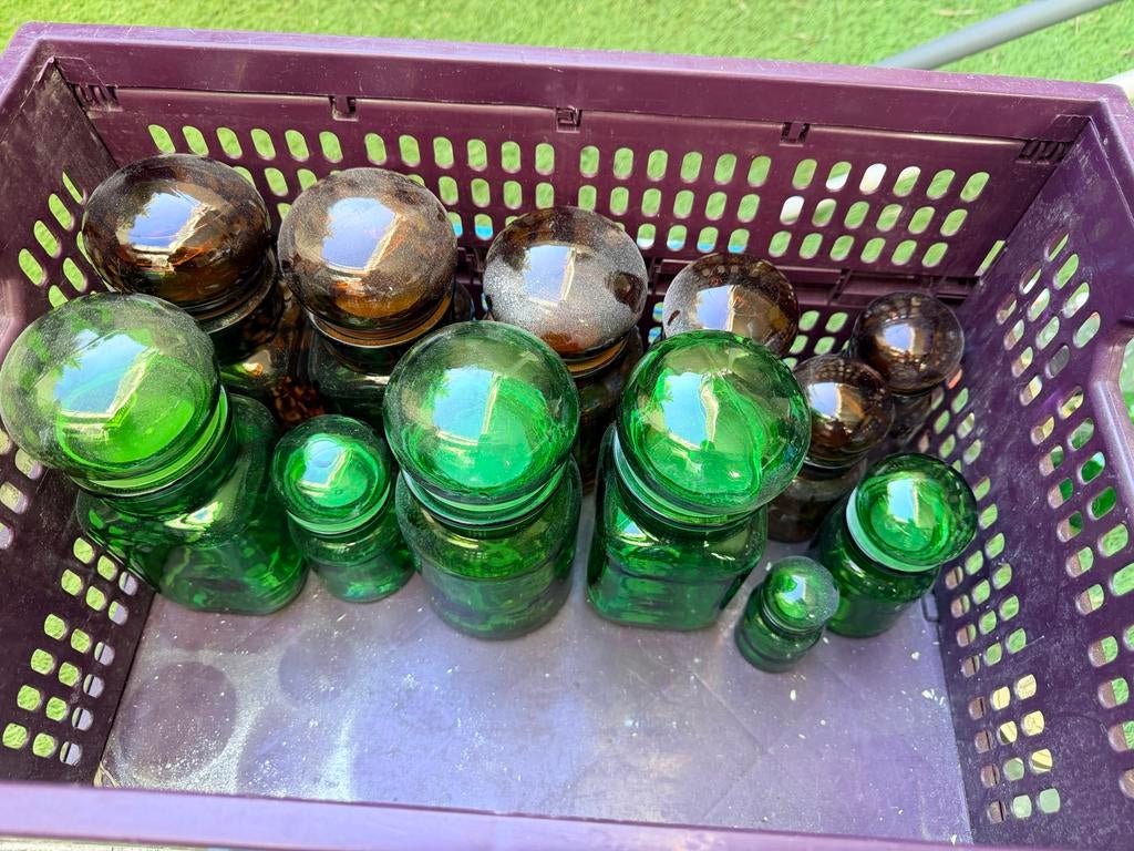 Glazen apothekerspotten in diverse groottes (1 koop), Antiek en Kunst, Curiosa en Brocante, Ophalen