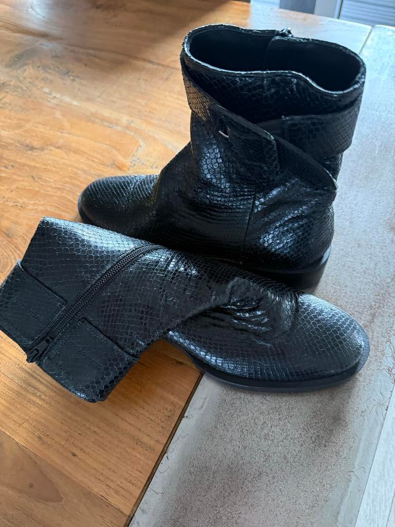 Pertini Enkellaarzen Zwart Slangenprint Maat 38, Kleding | Dames, Schoenen, Ophalen of Verzenden, Zo goed als nieuw, Zwart, Lage of Enkellaarzen