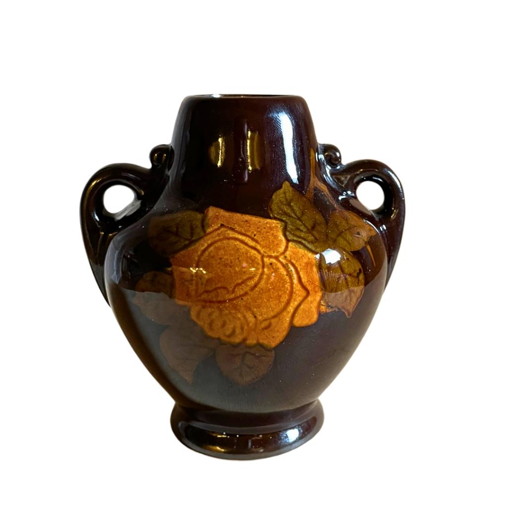 Vintage Keramisch Vaasje met Bloemenmotief (10,5 cm), Ophalen of Verzenden