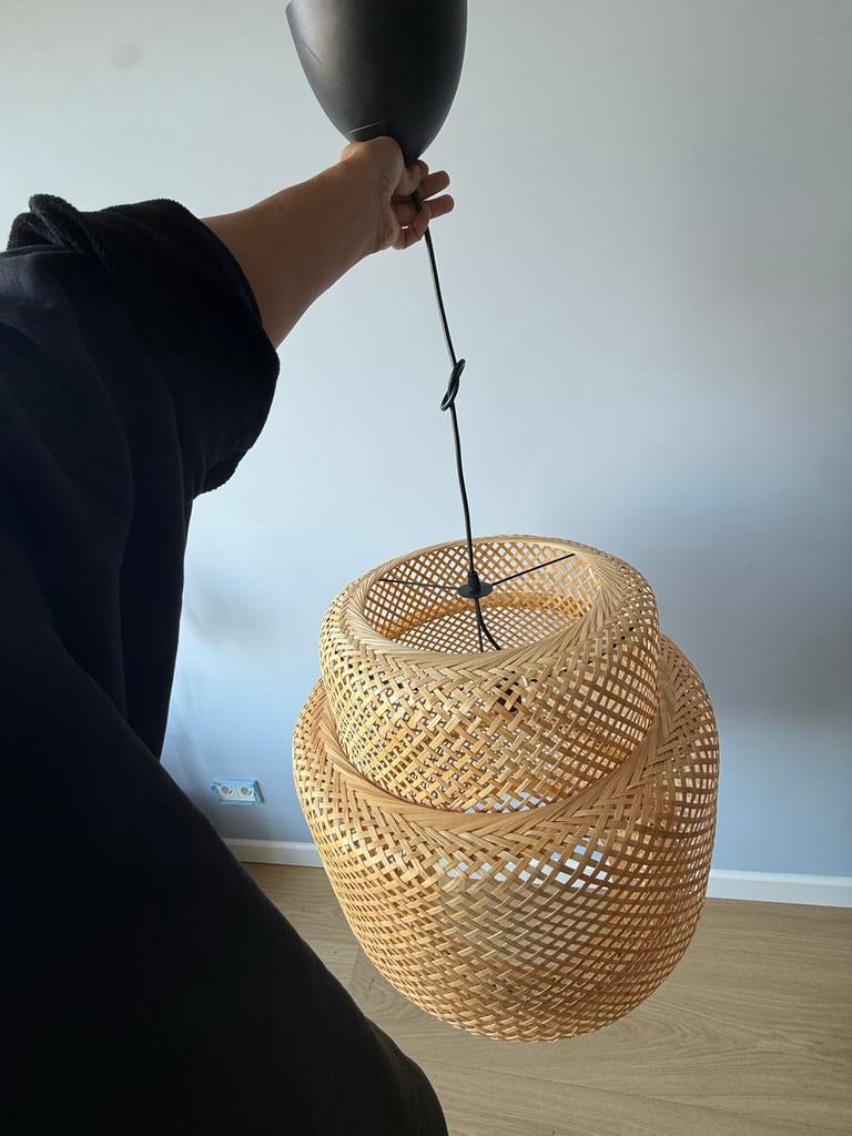 IKEA Ilse Crawford bamboe hanglamp 50 cm, Ophalen, Zo goed als nieuw, Hout, Minder dan 50 cm