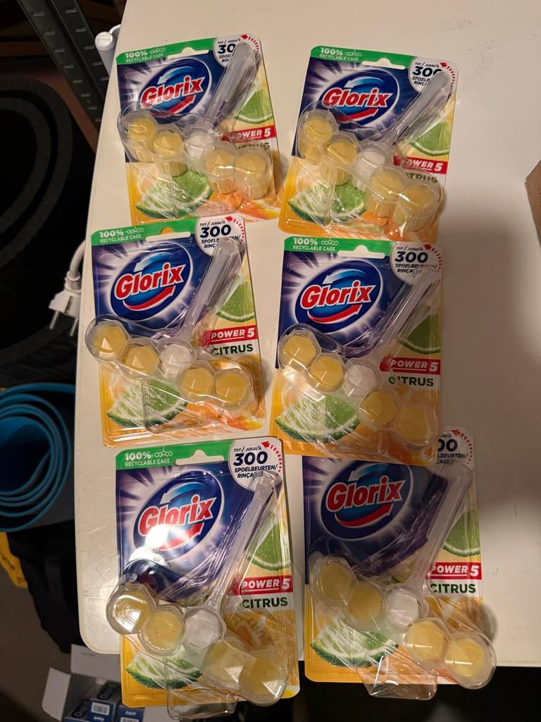 6x Glorix Power 5 Citrus Toiletblokken - Nieuw, Huis en Inrichting, Schoonmaakartikelen, Ophalen of Verzenden, Schoonmaakmiddel