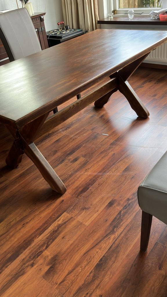 Donker houten eettafel, Huis en Inrichting, Tafels | Eettafels, Ophalen, Gebruikt, 50 tot 100 cm, 150 tot 200 cm