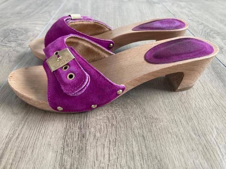 Lage paars suède lederen kleppers Scholl mt 36, Scholl, Overige kleuren, Zo goed als nieuw, Sandalen of Muiltjes