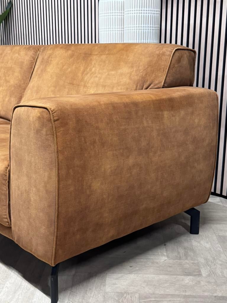 ZGAN Velvet Velours Hoekbank - Cognac - 270 x 270, 250 tot 300 cm, -, Hoekbank, Ophalen of Verzenden