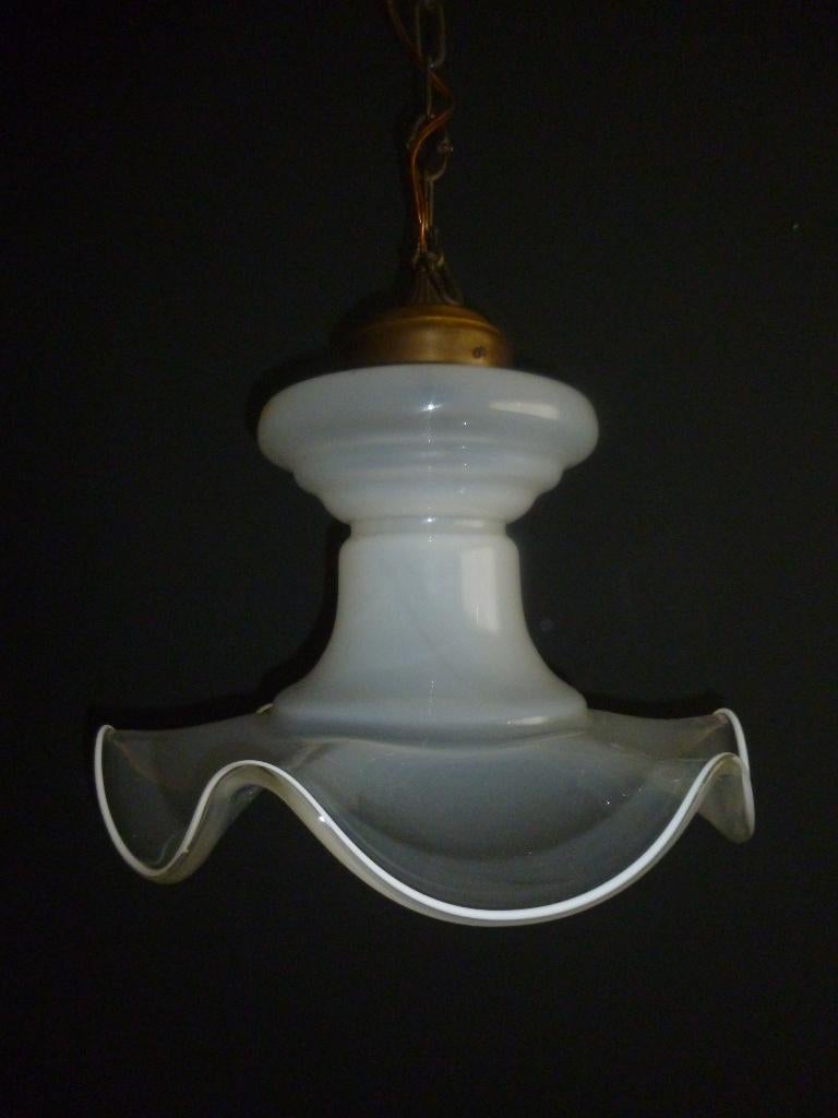 Prachtige grote art nouveau Murano hanglamp, Ophalen, Gebruikt, Glas, Minder dan 50 cm