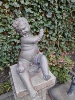 Bronzen beeld: Jongetje bang voor kikker, Antiek en Kunst, Ophalen, Weerbestendig, Brons, 20 - 50 cm