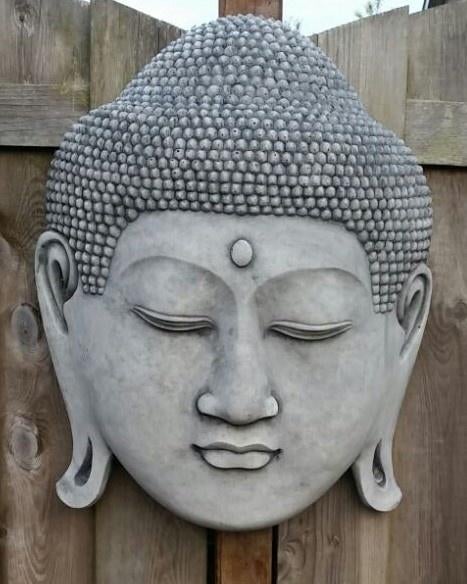Wandbord Boeddha Hoofd ea NU 15% korting, Tuin en Terras, Tuinbeelden, Ophalen, Nieuw, Beton, Overige typen