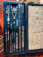 Antieke uitgebreide passerdoos in fluwelen etui, Ophalen of Verzenden