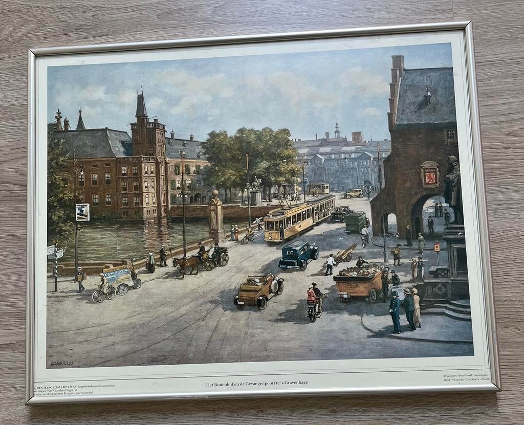 Historische prent: Buitenhof en Gevangenpoort Den Haag, Ophalen of Verzenden, Gebruikt