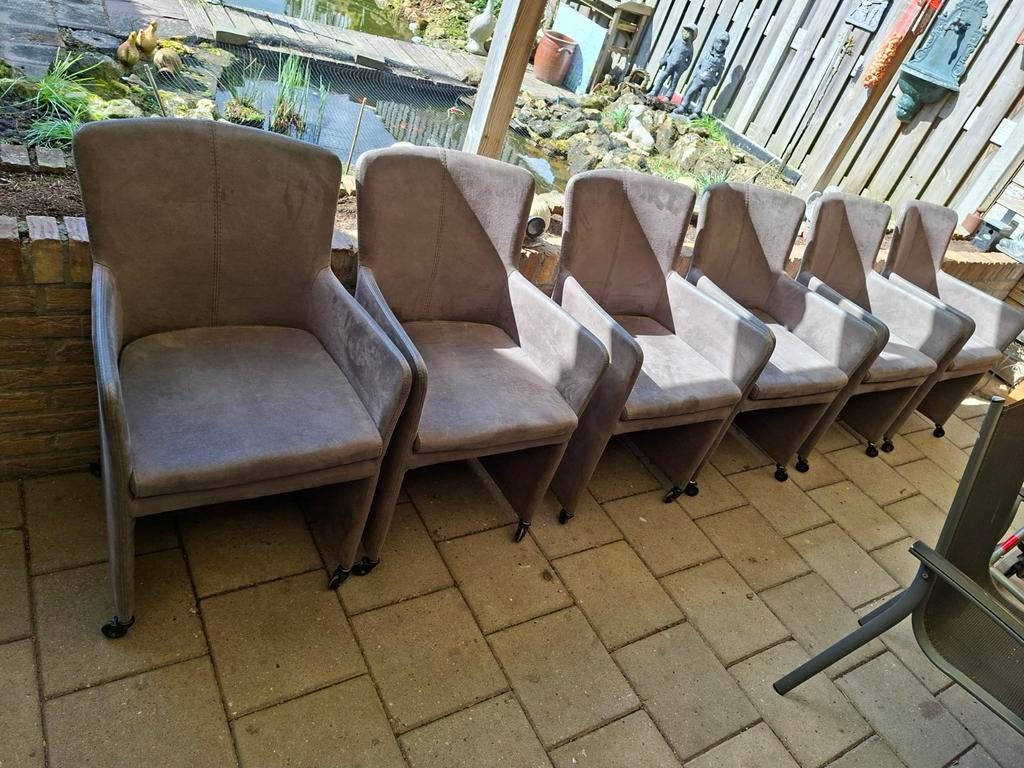 Eettafel met kuipstoelen, Gebruikt, 200 cm of meer, Rechthoekig, 50 tot 100 cm