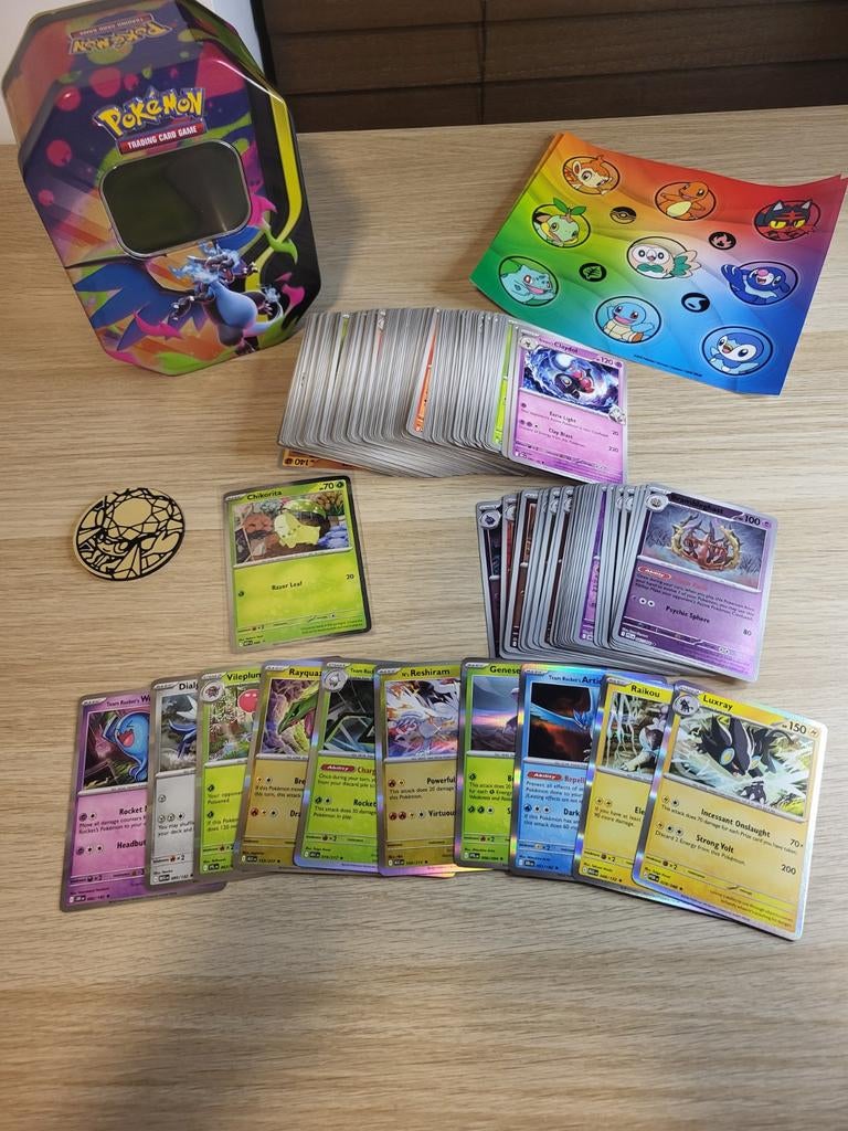 Pokemon kaarten set 120commens 10holo 28revers chikorita pro, Ophalen of Verzenden, Nieuw, Meerdere kaarten