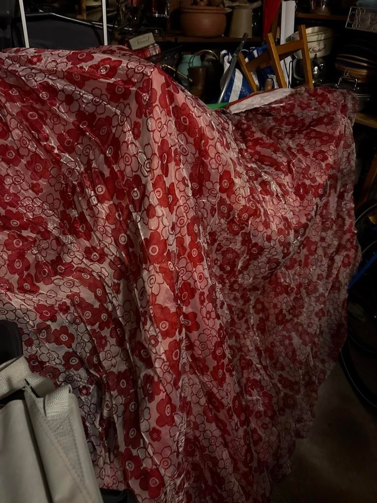 Dubbele gordijnen vintage, Ophalen of Verzenden, Gebruikt, Rood, 150 tot 200 cm