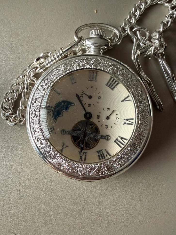 The heritage collection verzilverd zakhorloge, Sieraden, Tassen en Uiterlijk, Horloges | Antiek, Overige merken, Overige materialen