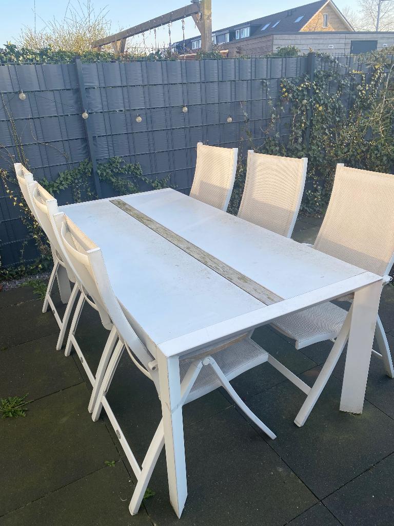 Tuinset, Tuin en Terras, Tuinsets en Loungesets, Ophalen, Gebruikt, 6 zitplaatsen, Aluminium