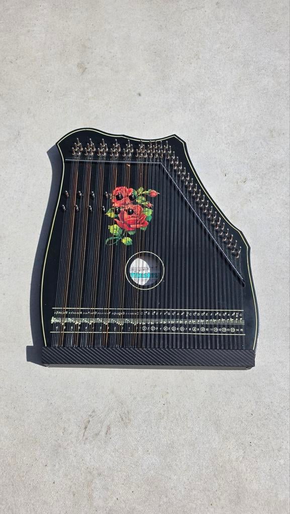 Vintage Autoharp/Citer met rozen decoratie, Muziek en Instrumenten, Snaarinstrumenten | Overige, Ophalen of Verzenden, Gebruikt