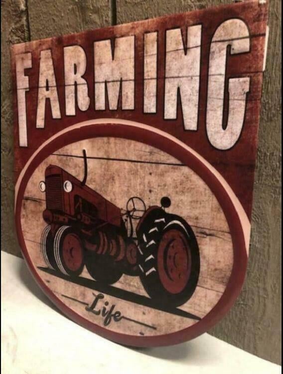 tractor farming boerderij wandbord tekstbord garage mancave, Metaal, Clayre &Eef, Industrieel, Meerkleurig