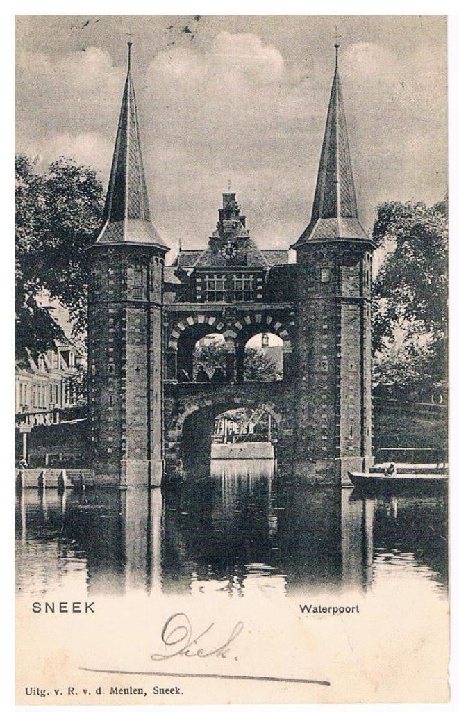Sneek, Waterpoort, Verzamelen, Ansichtkaarten | Nederland, Ophalen of Verzenden, Voor 1920, Gelopen, Friesland