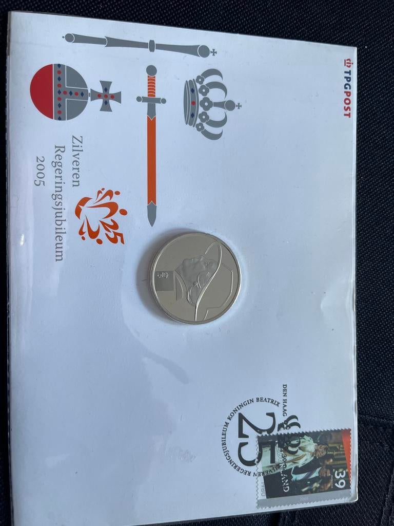 Munt Regeringsjubileum 2005 Beatrix, Postzegels en Munten, Munten | Nederland, Koningin Beatrix, Zilver, Euro's, Ophalen of Verzenden