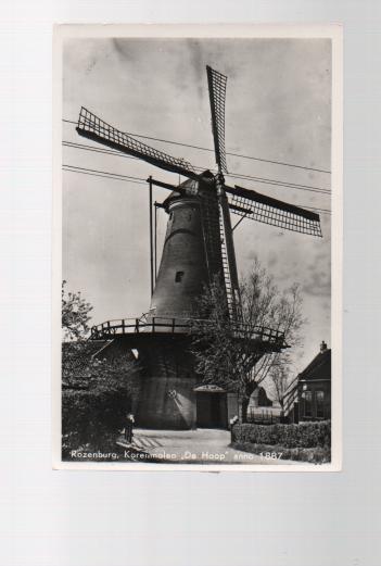 Rozenburg Molen De Hoop Uitg J Bergwerff, Verzamelen, Ophalen of Verzenden, 1940 tot 1960, Ongelopen, Zuid-Holland
