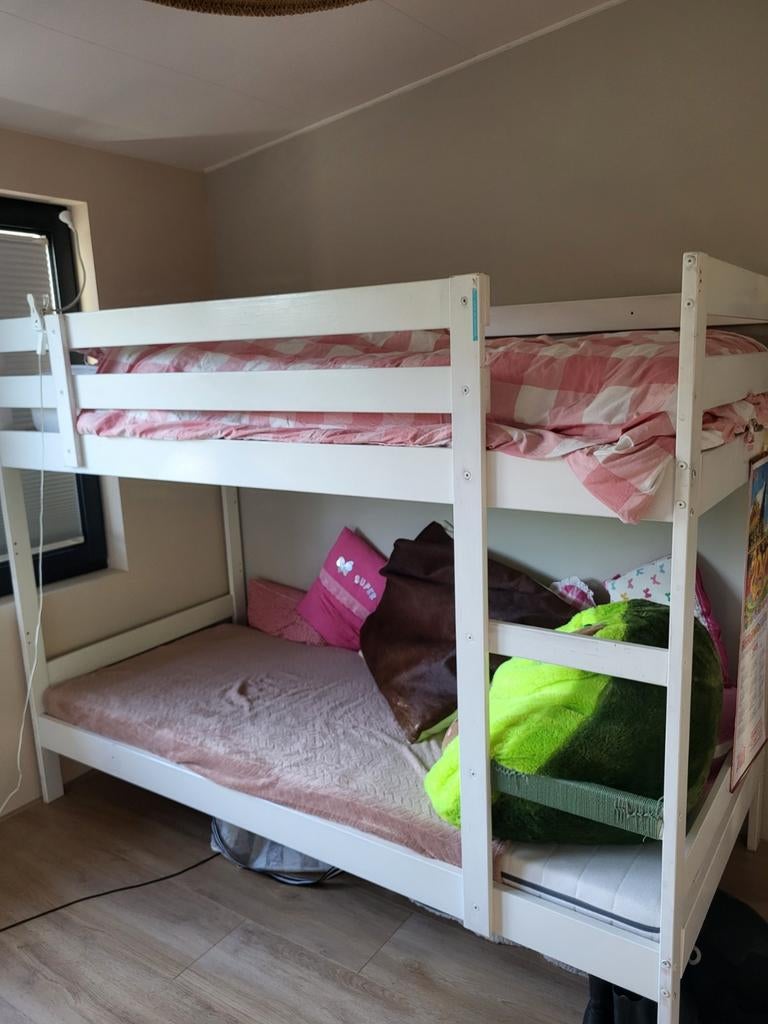 Wit  Mydal Ikea stapelbed, Gebruikt, 90 cm, Tweepersoons, Minder dan 160 cm