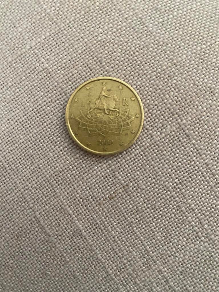 Zeldzame Italiaanse 50 cent munt uit 2002, Verzenden, Italië, 50 cent, Losse munt