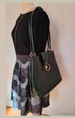 Prachtige leren vintage donkergroene tas van Zaco Paris., Overige merken, Verzenden, Zo goed als nieuw, Leer