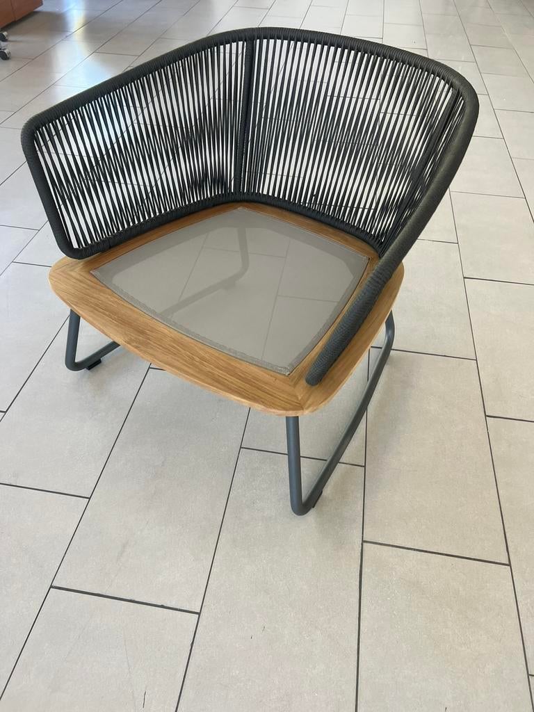 Luxe Design Lounge Stoel Weishäupl – Teakhout & Rope, Ophalen of Verzenden, Nieuw, Zwart, Eén