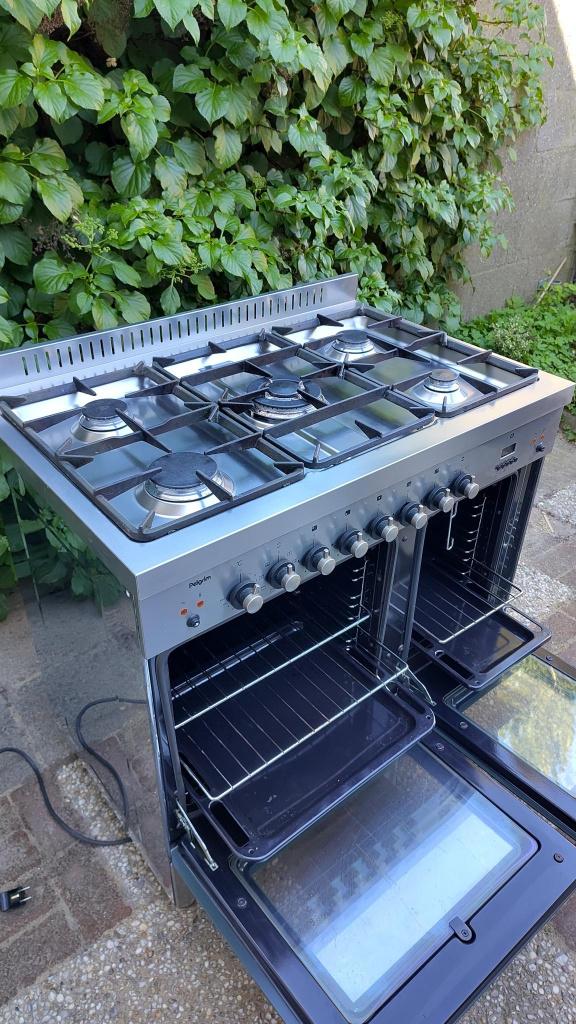 Pelgrim 5-pits 90cm Fornuis met Dubbele Ovens, Ophalen, 60 cm of meer, Zo goed als nieuw, Gas