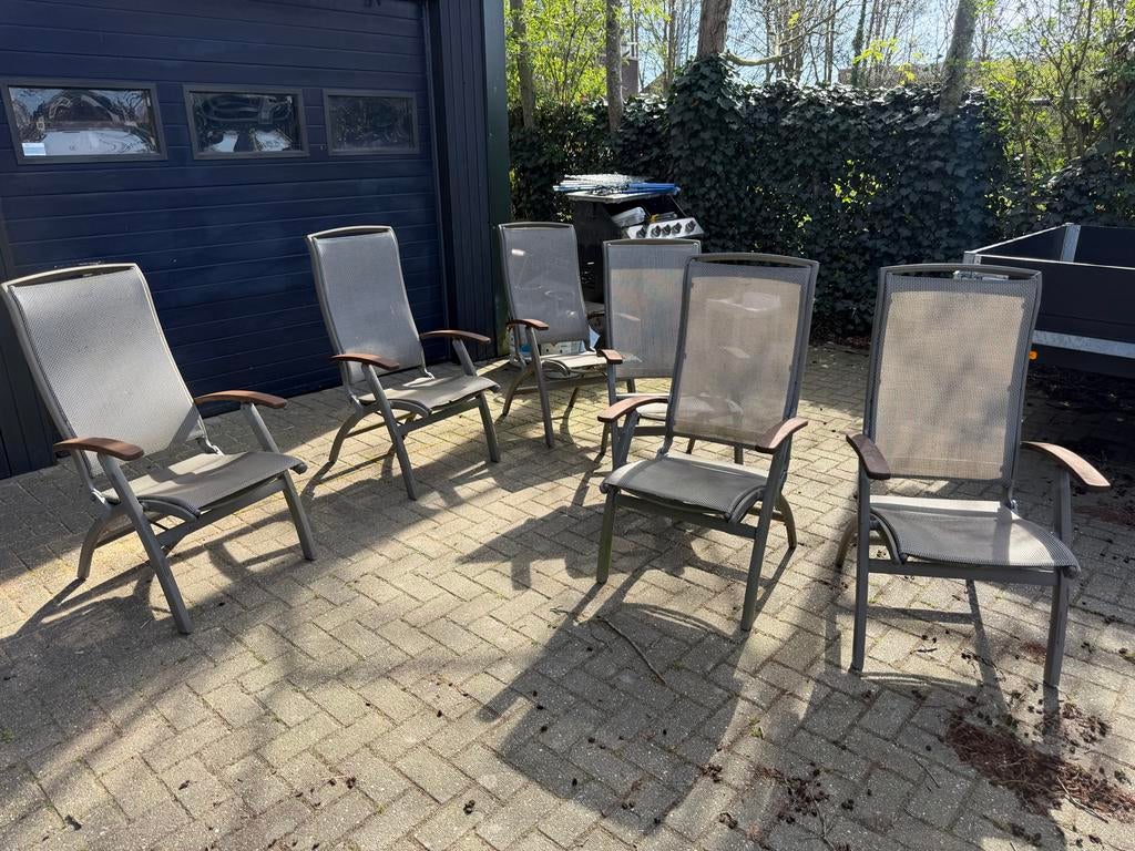 Tuinstoelen, 6 stuks, Ophalen, Gebruikt, Metaal, Verstelbaar