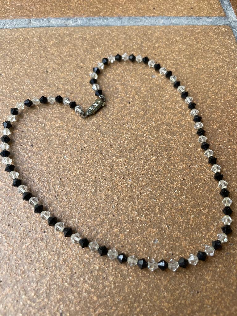 Vintage antieke kristallen ketting collier oud strass slotje, Sieraden, Tassen en Uiterlijk, Antieke sieraden, Ophalen of Verzenden
