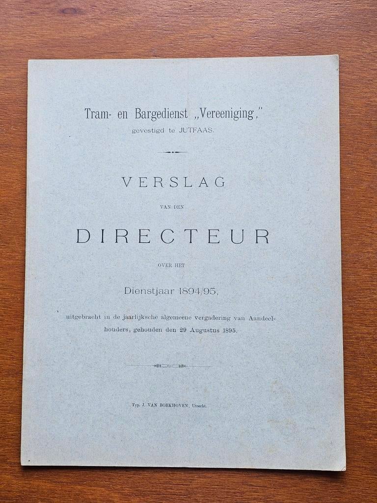 Verslag Tram- en Bargedienst Vereeniging 1894/95, Ophalen of Verzenden