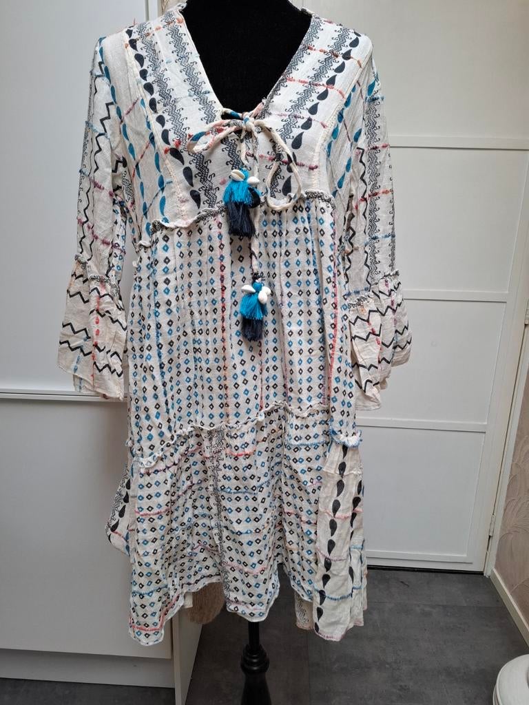 Prachtige Ibiza jurk, mt 42/44,Sumitra,nieuw, Kleding | Dames, Jurken, Ophalen of Verzenden, Nieuw, Maat 42/44 (L), Onder de knie