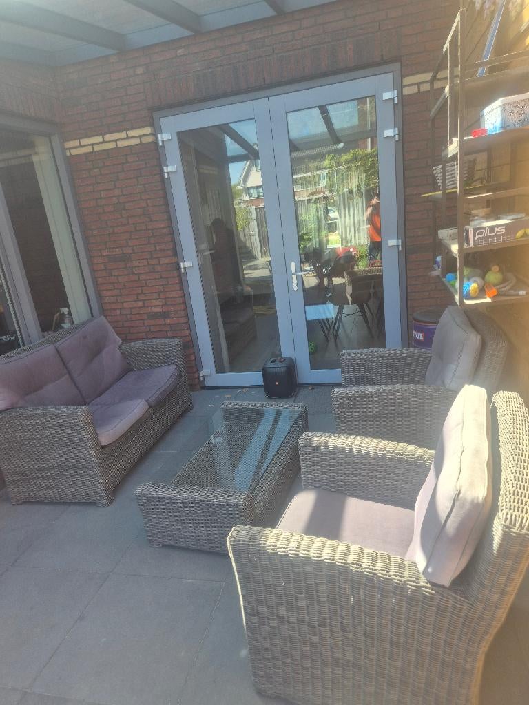 Tuinset, Tuin en Terras, Tuinsets en Loungesets, Gebruikt, Tuinset, 4 zitplaatsen, Bank, Bijzettafel, Stoel, Ophalen