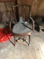 Antieke houten wc-stoel met pot - Vintage toiletstoel, Ophalen, Gebruikt, Bruin, Eén