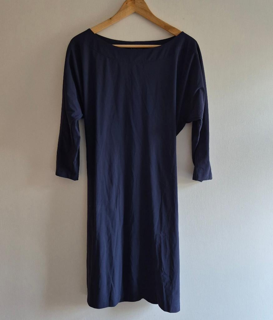 LaDress jurk donkerblauw L, Kleding | Dames, Jurken, Verzenden, Zo goed als nieuw, Blauw, Knielengte