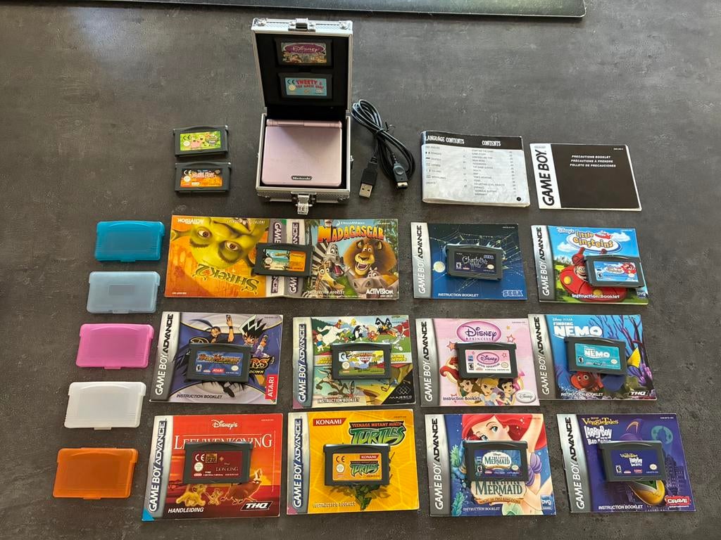 Nintendo gameboy advance sp met veel spellen, Spelcomputers en Games, Ophalen, Gebruikt, Game Boy Advance SP, Met beschermhoes of tas