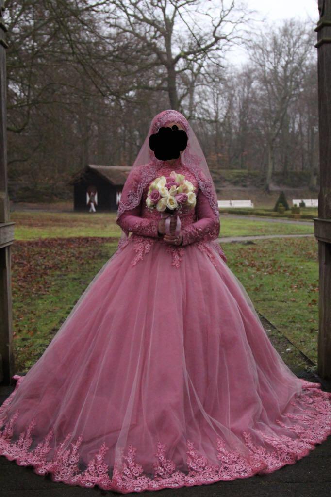 Galanurk hennajurk trouwjurk maat 42-46, Ophalen of Verzenden, Zo goed als nieuw, Wit, Trouwjurk