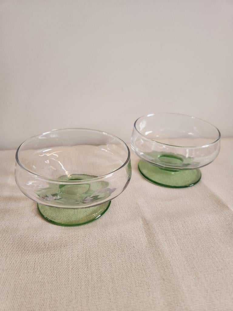 2x Vintage glaasjes  -Annagroen Glas/Uraniumglas, Antiek en Kunst, Ophalen of Verzenden