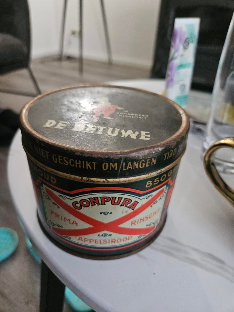 De Betuwe Conpura Appelsiroop / flipje Tiel, Verzamelen, Blikken, Ophalen of Verzenden