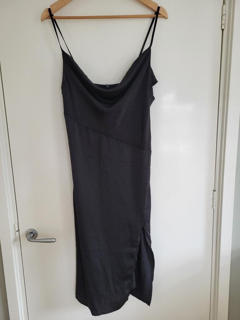 Zwarte gala jurk met split, Galajurk, Zwart, Maat 42/44 (L), Ophalen of Verzenden