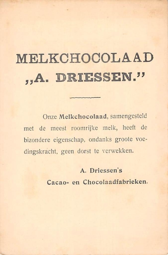 Rotterdam Reclame Melkchocolaad A. Driessen Cacao Chocolade, Verzamelen, Verzenden, Voor 1920, Ongelopen, Zuid-Holland
