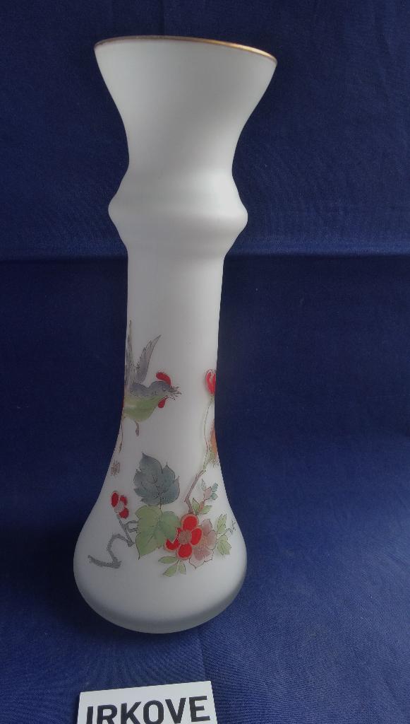 SLANKE VAAS OPALINE GLAS * Met Vogel *, Verzenden