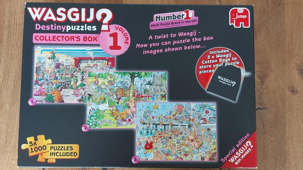 Wasgij Destiny Puzzels Collector's Box Volume 1 (3x1000), Hobby en Vrije tijd, Denksport en Puzzels, Ophalen of Verzenden, Meer dan 1500 stukjes