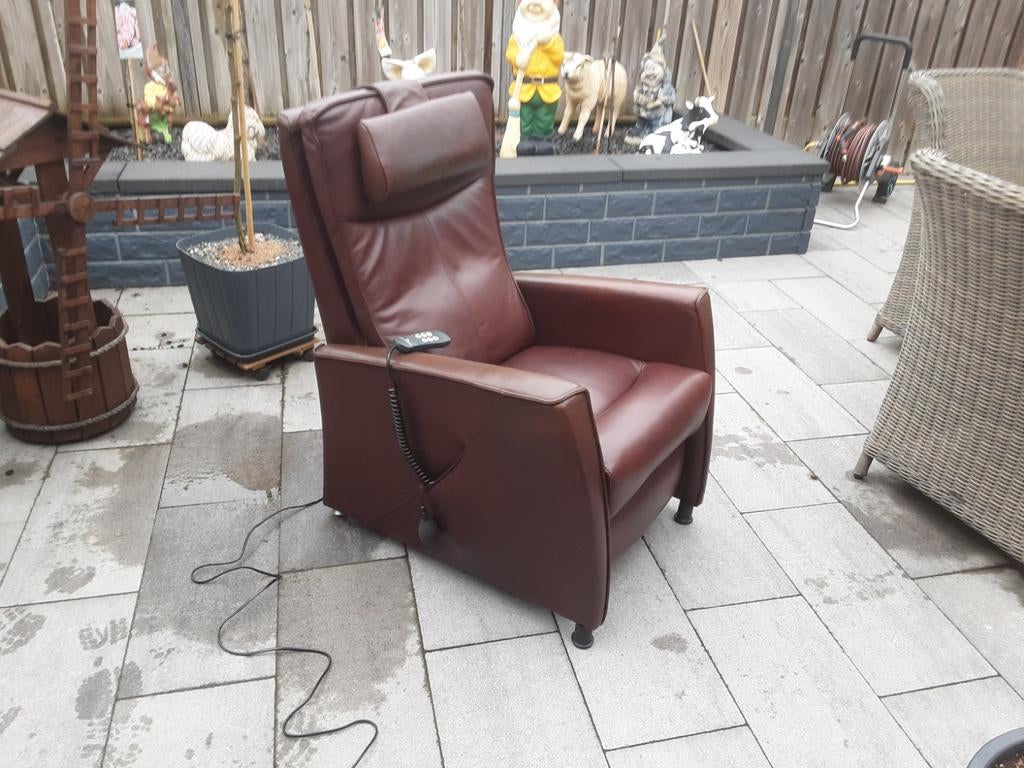 Relax sta op stoel leer merk prominent als nieuw, Huis en Inrichting, Fauteuils, Ophalen of Verzenden, Zo goed als nieuw, Leer