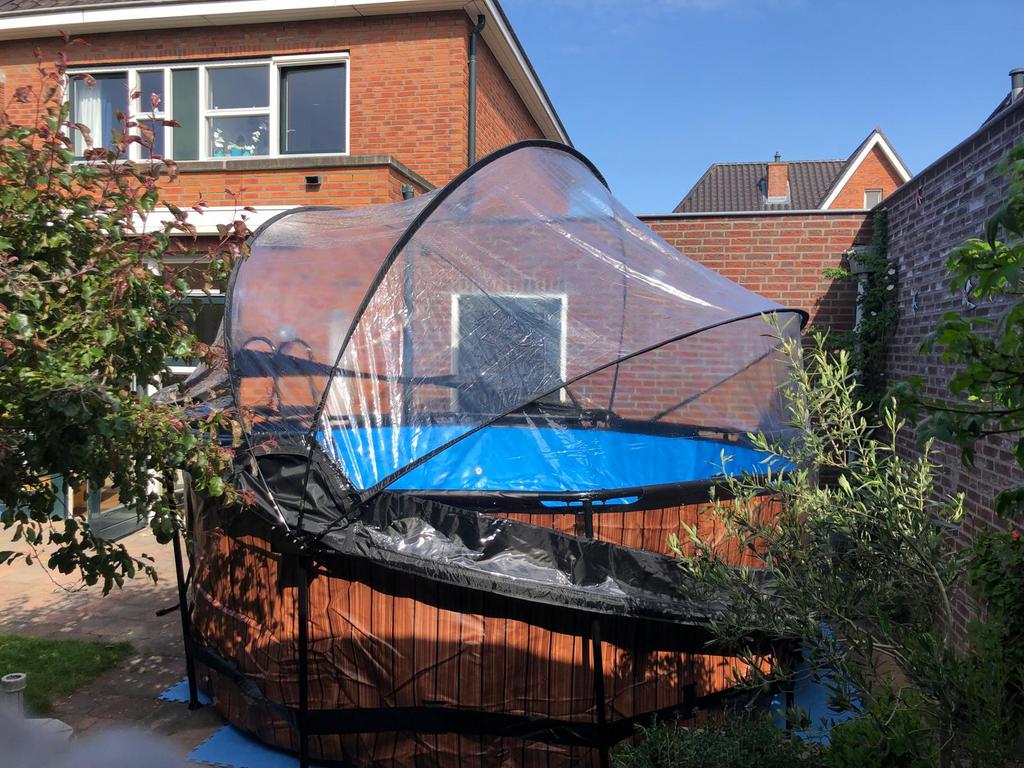Groot zwembad met nieuwe overkapping!, Tuin en Terras, Rond, Ophalen, 120 cm of meer, 300 cm of meer