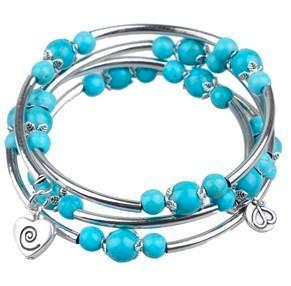 Wikkelarmband van turquoise natuursteen, Sieraden, Tassen en Uiterlijk, Armbanden, Nieuw, Staal, Blauw, Met bedels of kralen, Ophalen of Verzenden