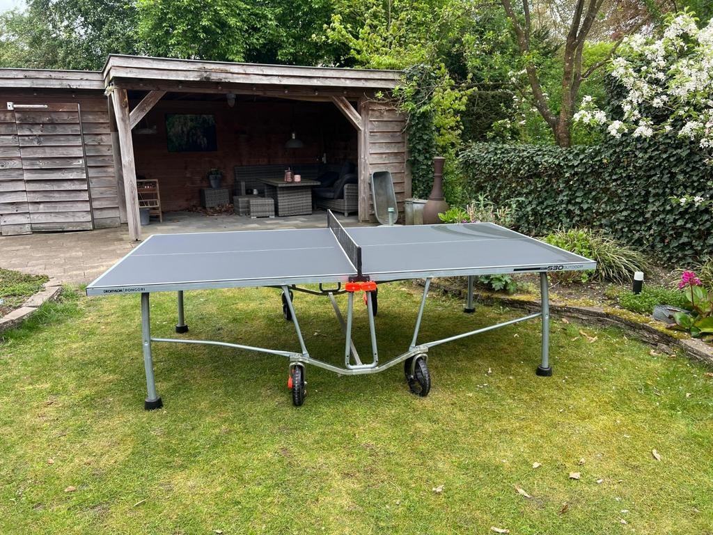 Tafeltennis tafel Decathlon Pongori PPT530 outdoor, Ophalen, Zo goed als nieuw, Tafel Outdoor, Verrijdbaar