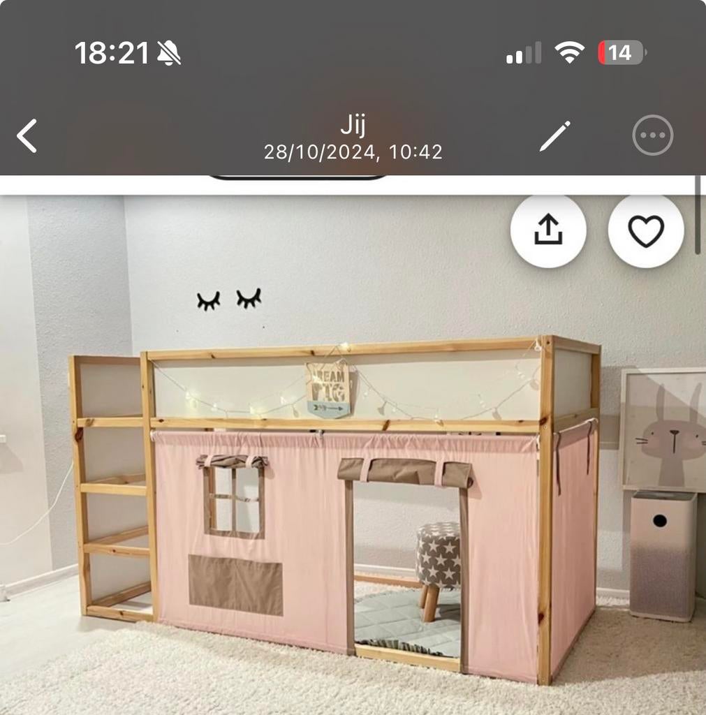 Handgemaakte tent voor Ikea Kura incl bevestingsmateriaal, Ophalen of Verzenden, Zo goed als nieuw, Toebehoren