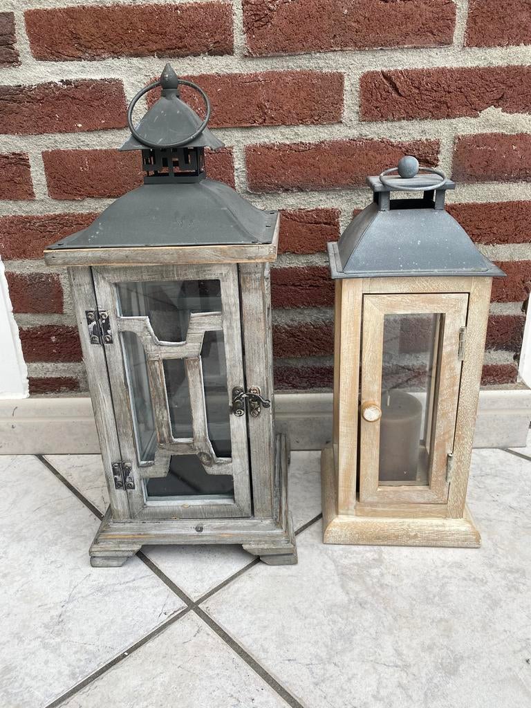 Lantaarn, Ophalen of Verzenden, Zo goed als nieuw, Hout, 25 tot 50 cm